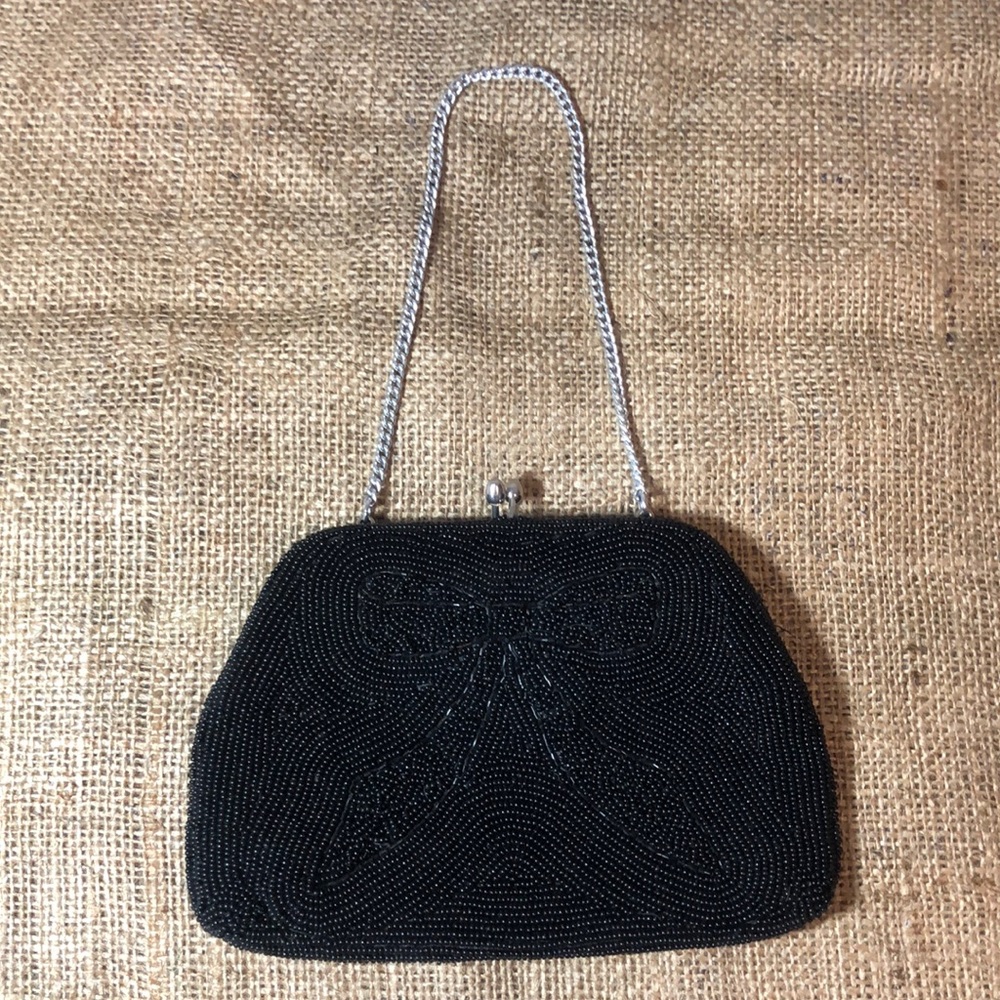 Vintage Black Beaded Handbag